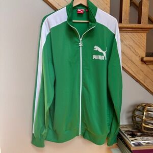 Puma Mens Green White T7 Full Zip Track Jacket XL Streetwear Retro Vintage